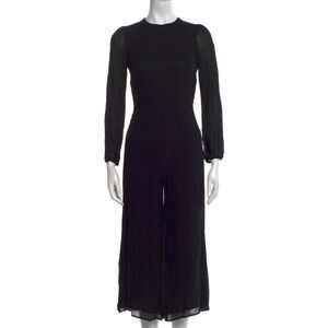 Reformation Sz L Viscose Long Sheer Sleeve Crew Neckline Wide Cropped Jumpsuit